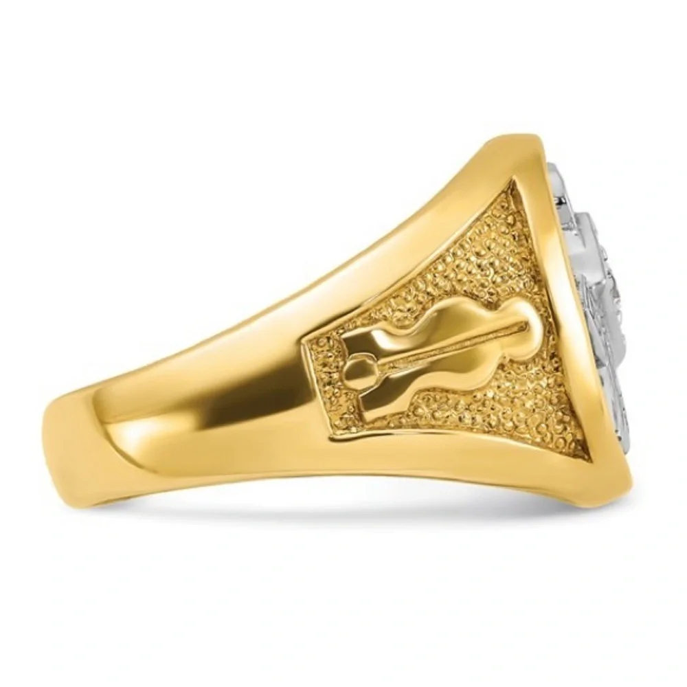 14k with White Rhodium Men's Diamond Blue Lodge Master Masonic Ring